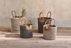 Baskets|Bathroom Accessories^Nkuku Indra Coil Basket - Charcoal