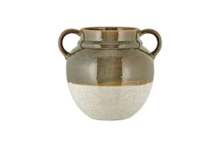 Vases|Decorative Pots & Vases^Nkuku Inha Reactive Glaze Vase - Dark Olive & Natural