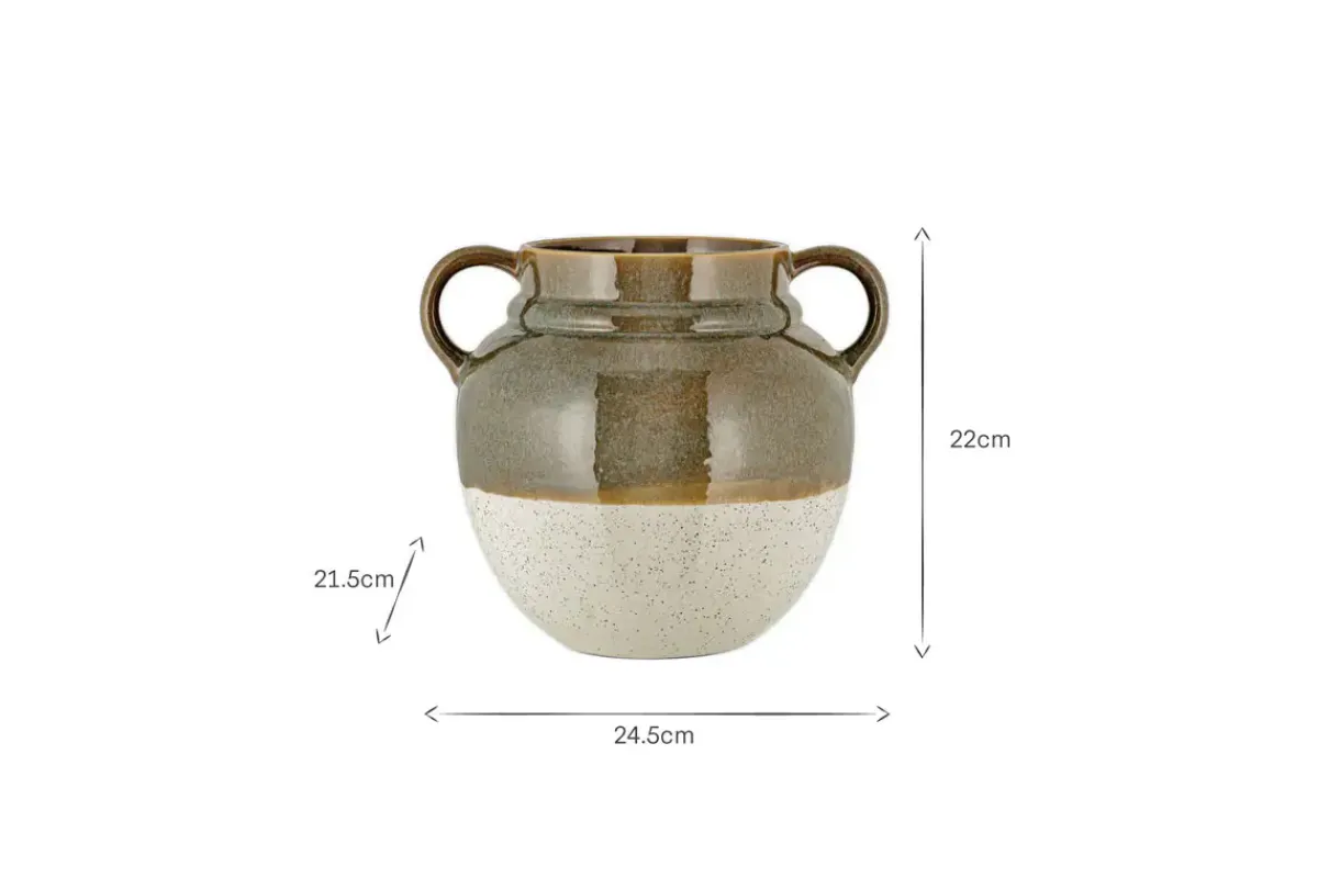 Vases|Decorative Pots & Vases^Nkuku Inha Reactive Glaze Vase - Dark Olive & Natural