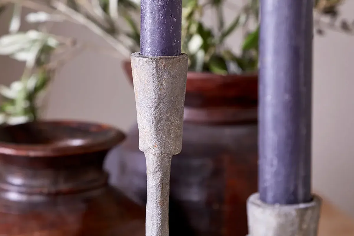 Desk Accessories|Candle Holders^Nkuku Inigo Candle Holder - Aged Zinc