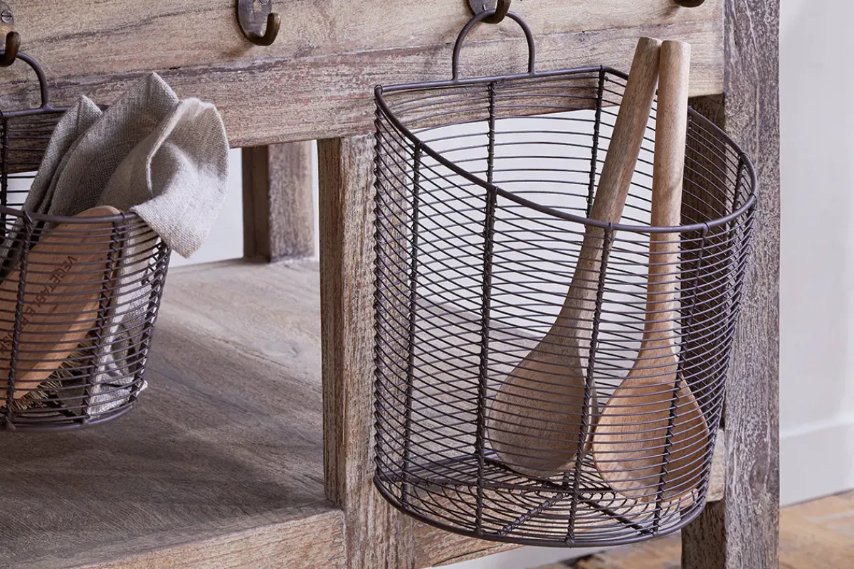Baskets|Pantry^Nkuku Inkollu Wall Hung Baskets - Aged Brass - (Set of 2)
