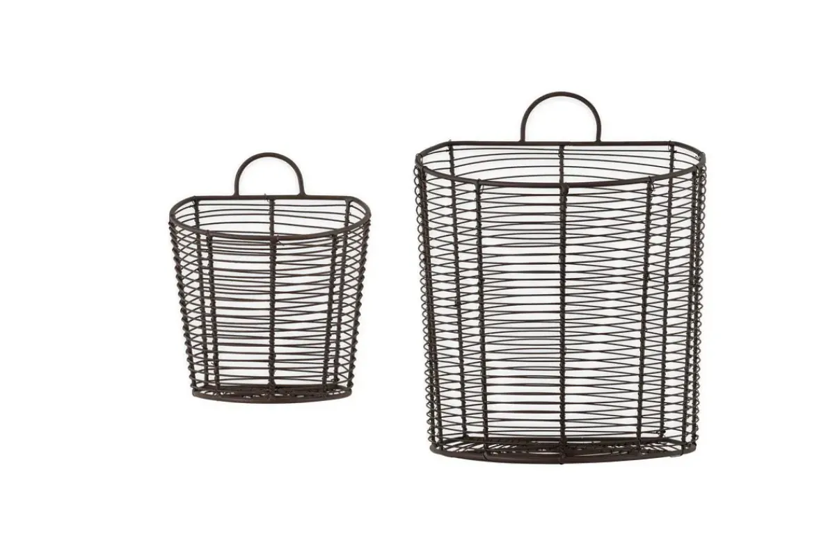 Baskets|Pantry^Nkuku Inkollu Wall Hung Baskets - Aged Brass - (Set of 2)