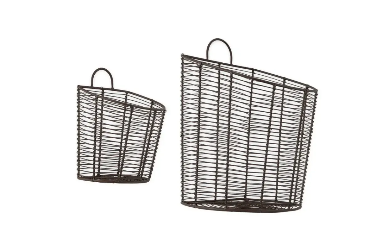 Baskets|Pantry^Nkuku Inkollu Wall Hung Baskets - Aged Brass - (Set of 2)