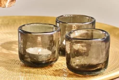 Decorative Home Accessories|Candle Holders^Nkuku Irda Glass Small Tealight - - Small (Set of 3) Smoke Brown