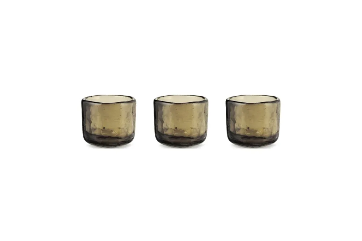 Decorative Home Accessories|Candle Holders^Nkuku Irda Glass Small Tealight - - Small (Set of 3) Smoke Brown