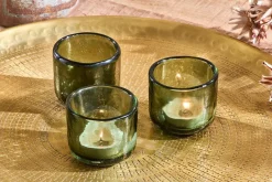 Decorative Home Accessories|Candle Holders^Nkuku Irda Glass Small Tealight - - Small (Set of 3) Dark Emerald