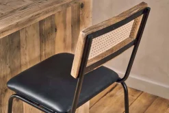 Kitchen & Dining|Bar Stools & Bar Chairs^Nkuku Iswa Leather & Cane Counter Chair - Aged Black