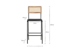 Kitchen & Dining|Bar Stools & Bar Chairs^Nkuku Iswa Leather & Cane Counter Chair - Aged Black