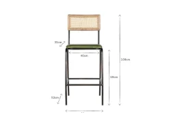 Bar Stools & Bar Chairs|Kitchen & Dining^Nkuku Iswa Leather & Cane Counter Chair - Rich Green