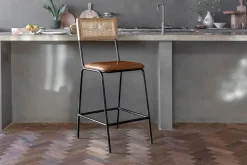 Kitchen & Dining|Bar Stools & Bar Chairs^Nkuku Iswa Leather & Cane Counter Chair - Aged Tan