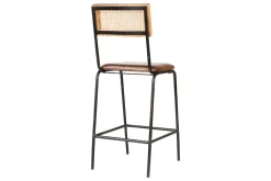 Kitchen & Dining|Bar Stools & Bar Chairs^Nkuku Iswa Leather & Cane Counter Chair - Aged Tan