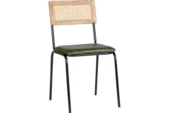 Home Office|Kitchen & Dining^Nkuku Iswa Leather & Cane Dining Chair - Green