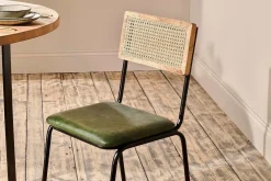 Home Office|Kitchen & Dining^Nkuku Iswa Leather & Cane Dining Chair - Green