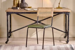 Home Office|Kitchen & Dining^Nkuku Iswa Leather & Cane Dining Chair - Green