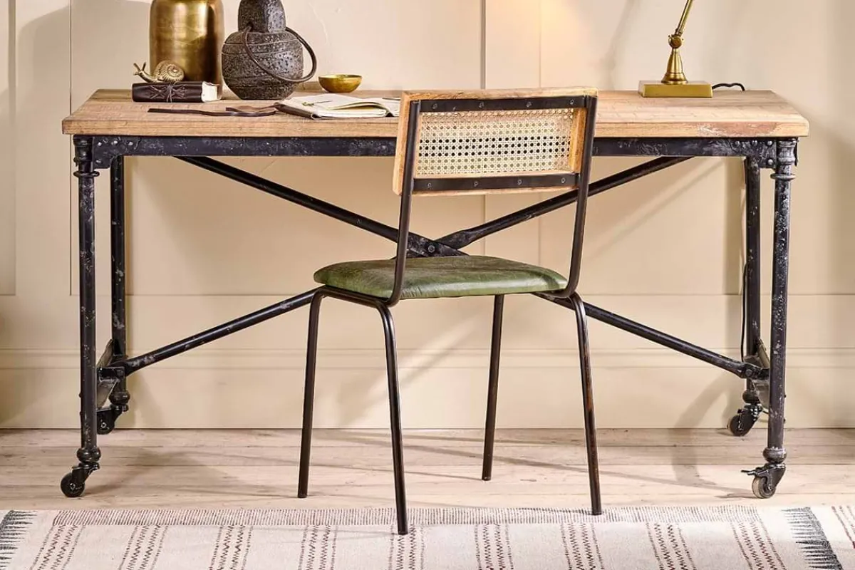 Home Office|Kitchen & Dining^Nkuku Iswa Leather & Cane Dining Chair - Green