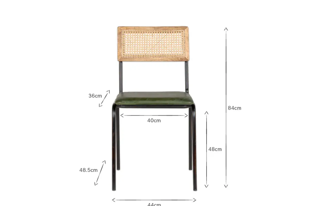 Home Office|Kitchen & Dining^Nkuku Iswa Leather & Cane Dining Chair - Green