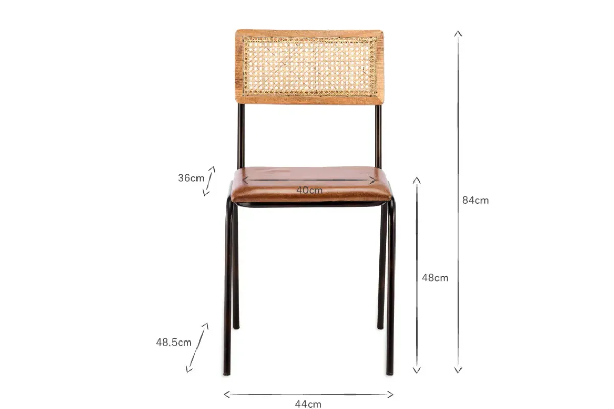 Home Office|Kitchen & Dining^Nkuku Iswa Leather & Cane Dining Chair - Tan