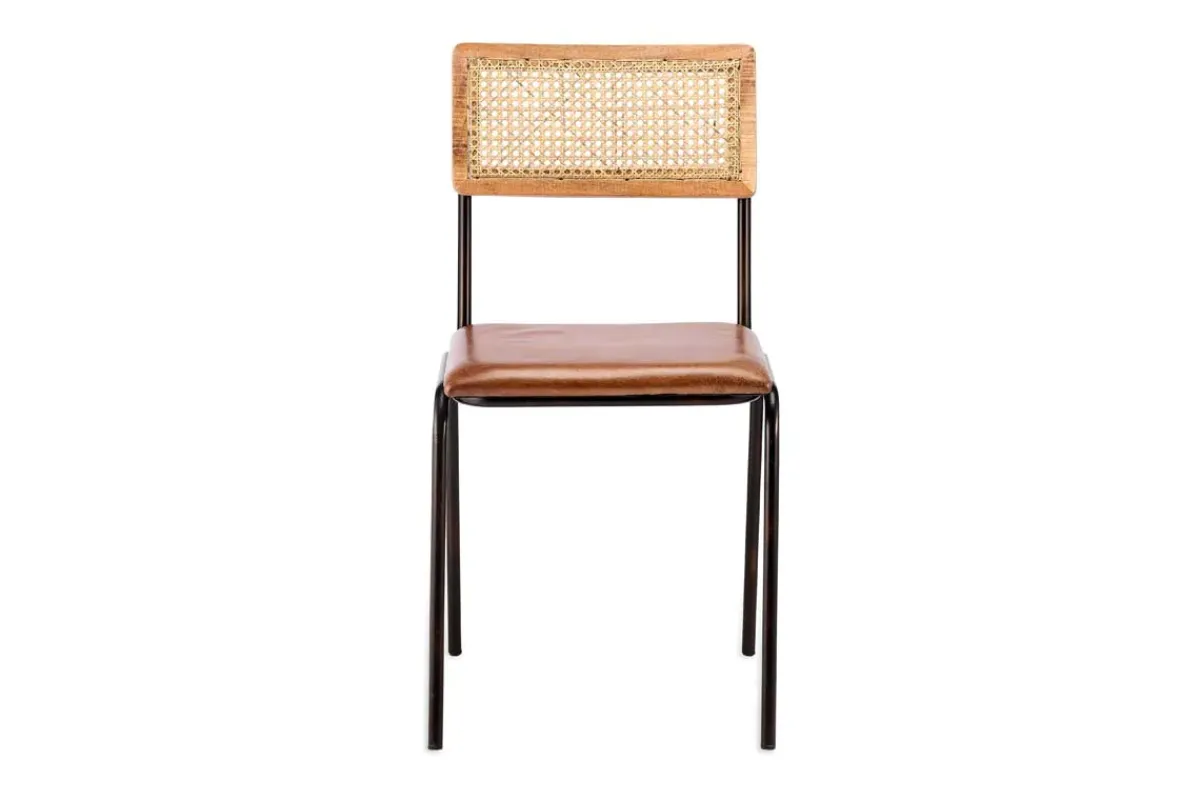 Home Office|Kitchen & Dining^Nkuku Iswa Leather & Cane Dining Chair - Tan