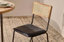 Home Office|Kitchen & Dining^Nkuku Iswa Leather & Cane Dining Chair - Black