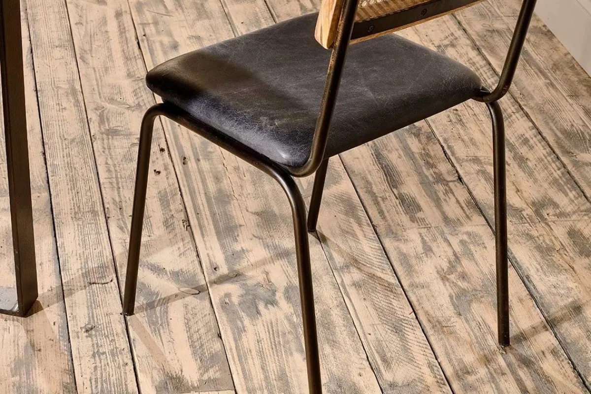 Home Office|Kitchen & Dining^Nkuku Iswa Leather & Cane Dining Chair - Black