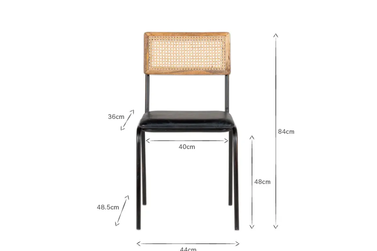 Home Office|Kitchen & Dining^Nkuku Iswa Leather & Cane Dining Chair - Black