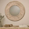 Round Mirrors|Wall Mirrors^Nkuku Itwa Mango Wood Carved Mirror - Natural