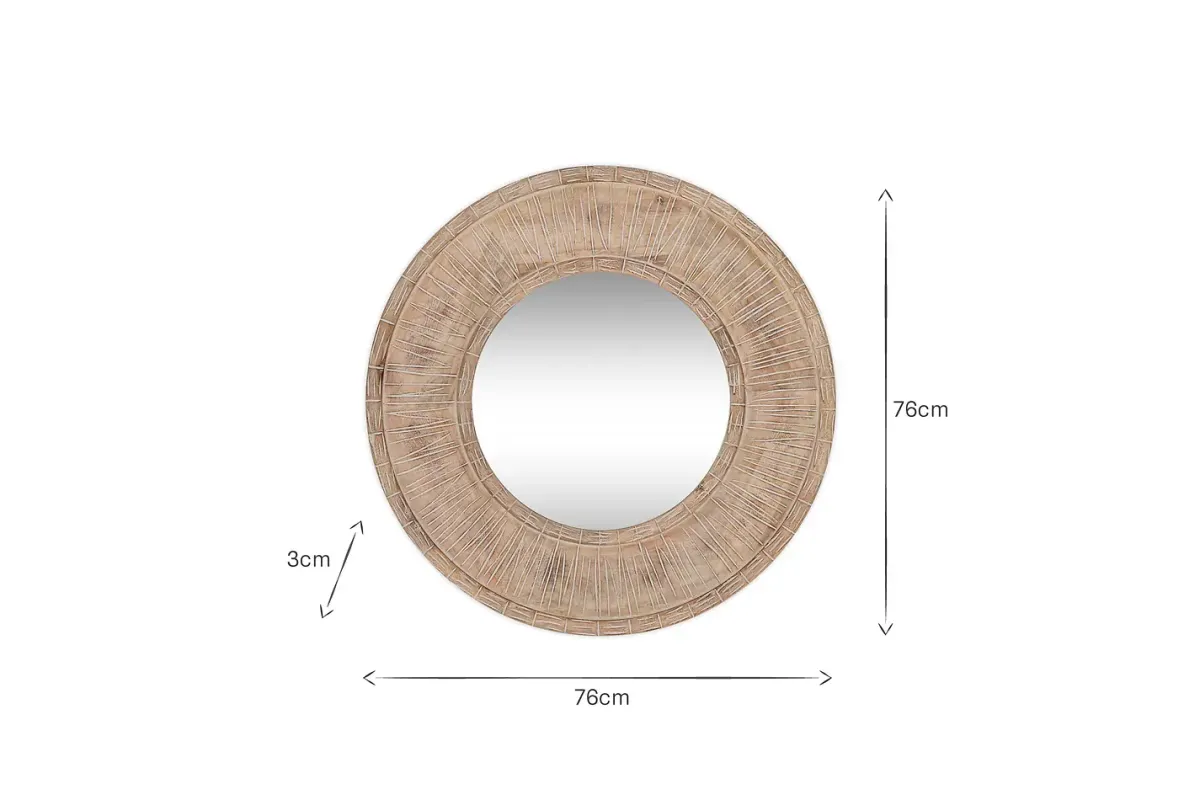 Round Mirrors|Wall Mirrors^Nkuku Itwa Mango Wood Carved Mirror - Natural