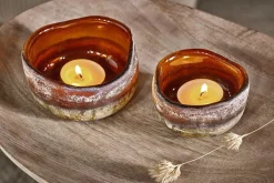Decorative Home Accessories|Candle Holders^Nkuku Janka Tealight Holders - Amber (Set of 2) Dark Amber