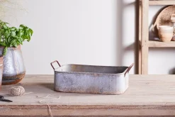 Garden Planters|Garden Décor^Nkuku Japos Outdoor Planter Tray - Aged Zinc