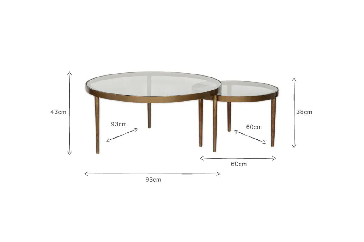 Living|Coffee Tables^Nkuku Jiya Iron & Glass Nested Coffee Tables - Brass