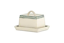 Pantry|Kitchen Storage^Nkuku Juniper Drop Butter Dish - Cream & Juniper Green