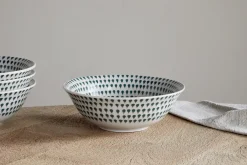 Breakfast Accessories|Bowls^Nkuku Juniper Drop Cereal Bowl - Cream & Juniper