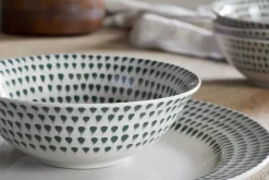 Breakfast Accessories|Bowls^Nkuku Juniper Drop Cereal Bowl - Cream & Juniper