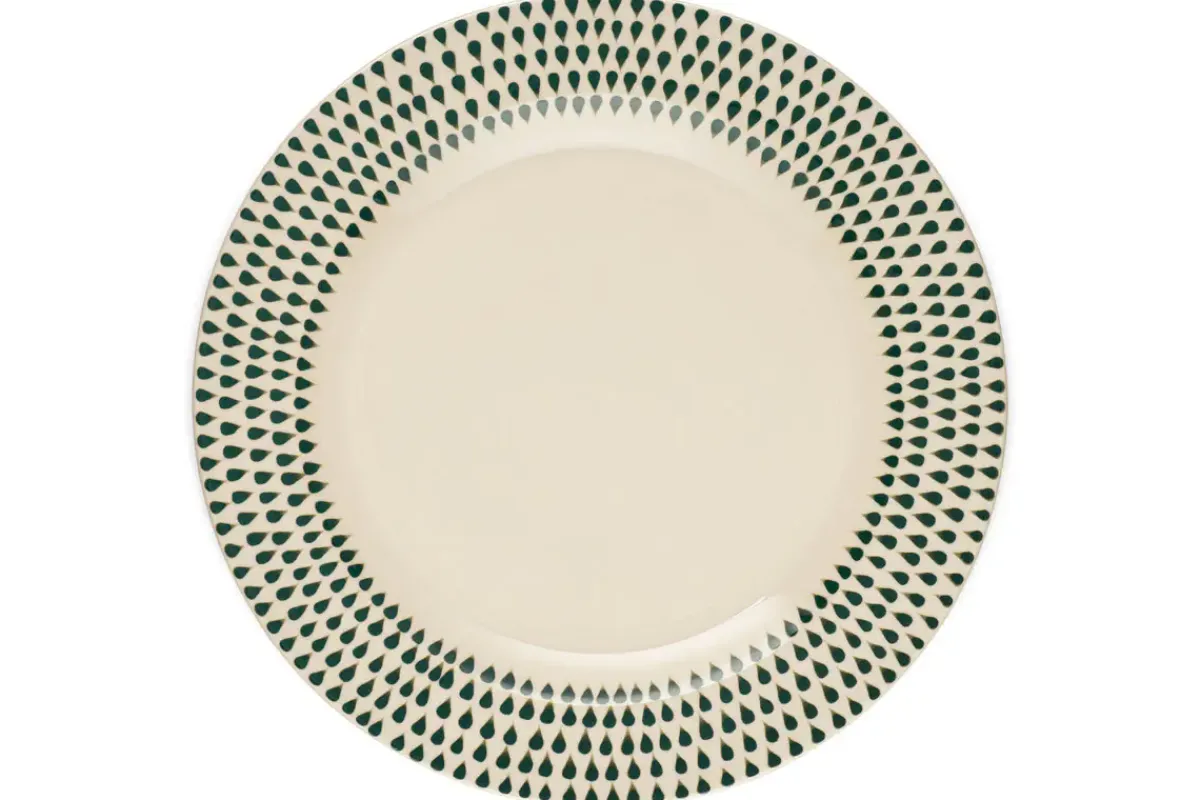 Plates^Nkuku Juniper Drop Dinner Plate - Cream & Juniper