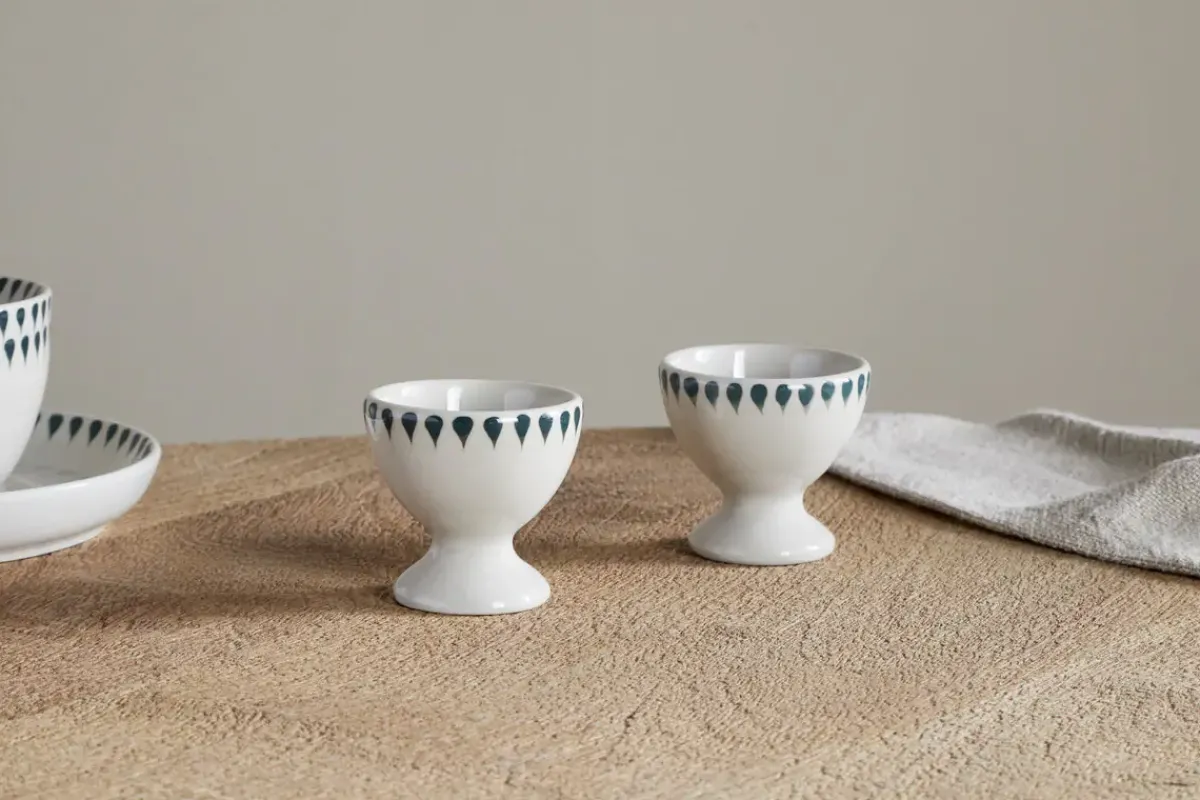 Pantry|Kitchen Storage^Nkuku Juniper Drop Egg Cups - (Set of 2) Cream & Juniper