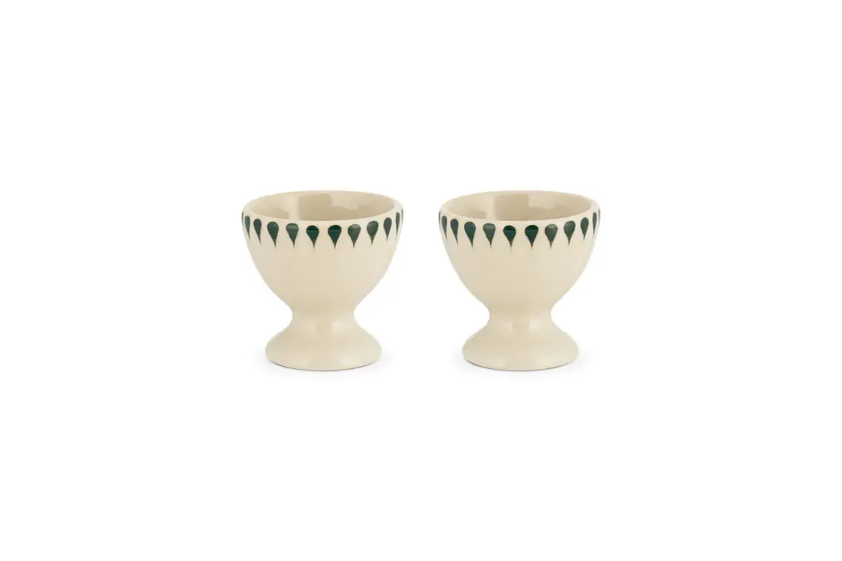 Pantry|Kitchen Storage^Nkuku Juniper Drop Egg Cups - (Set of 2) Cream & Juniper