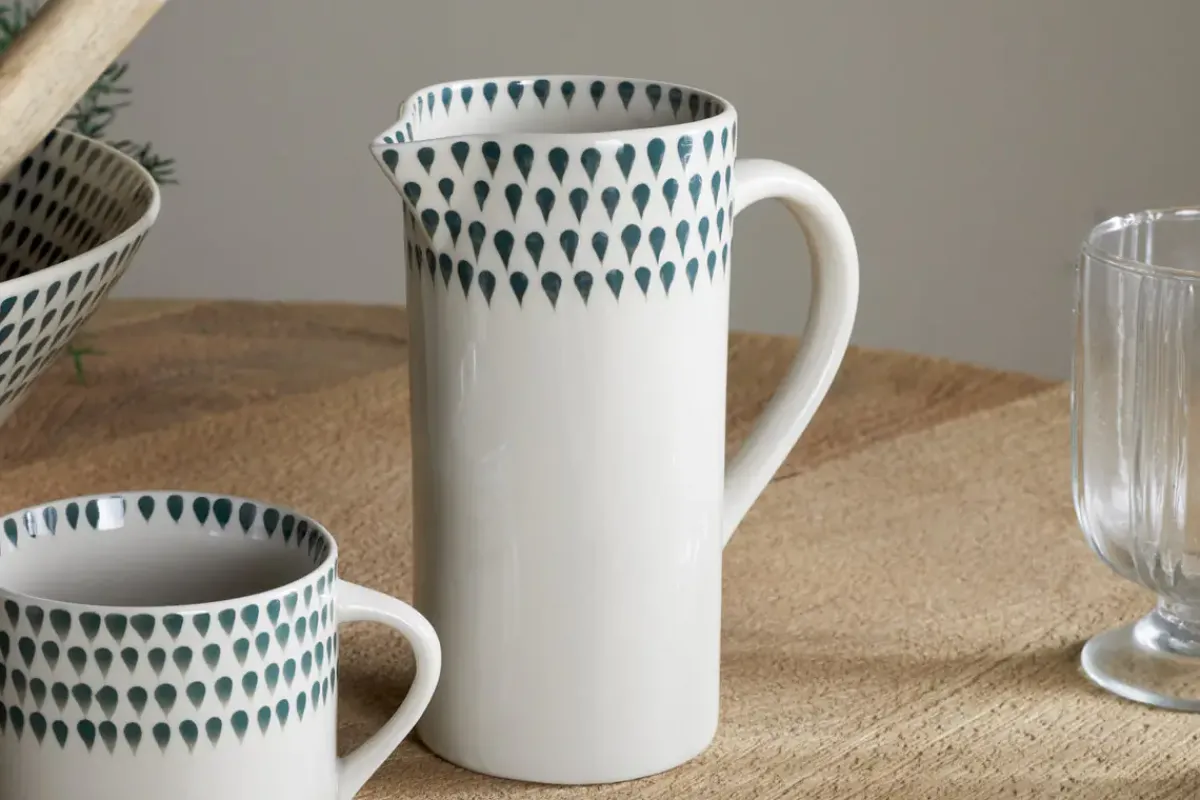 Jugs^Nkuku Juniper Drop Jug - - Small Cream & Juniper