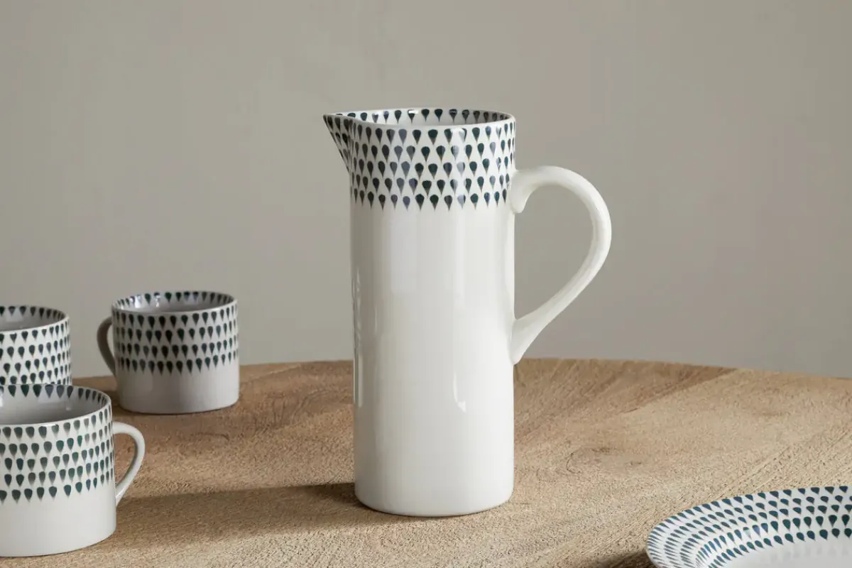 Jugs^Nkuku Juniper Drop Jug - Cream & Juniper - Large Green