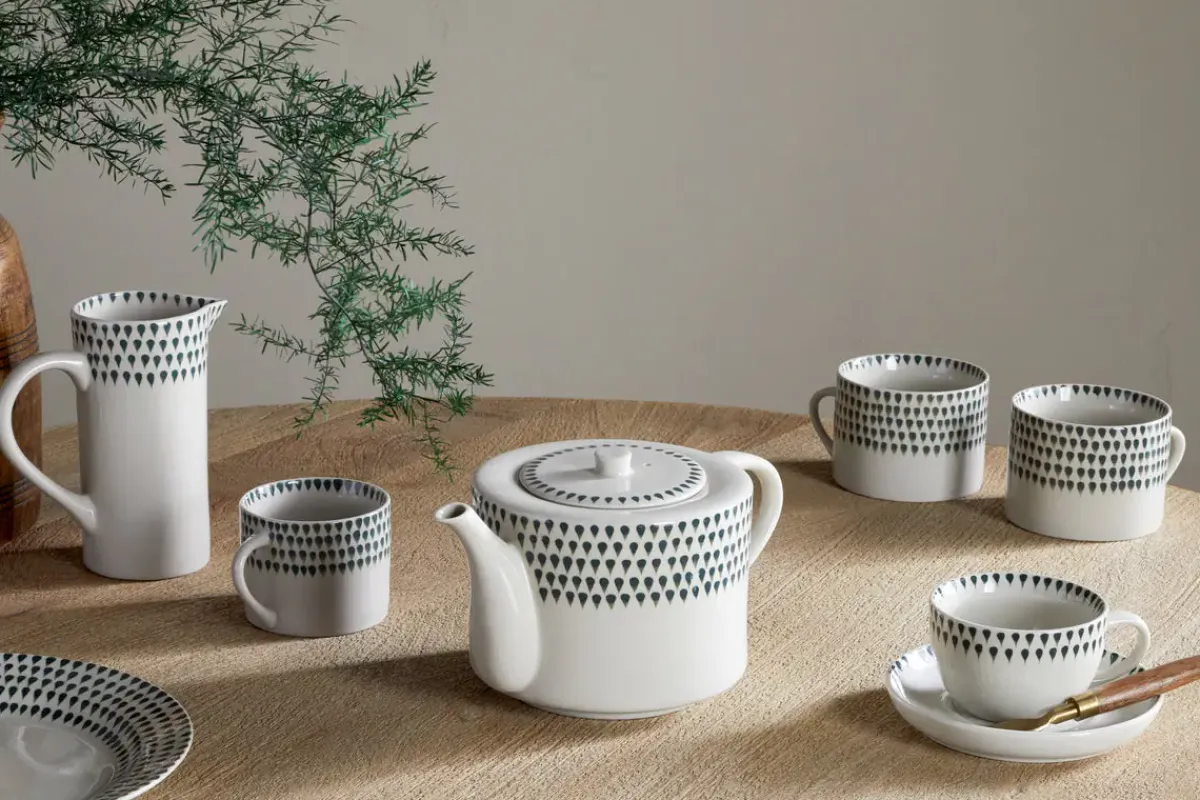 Mugs^Nkuku Juniper Drop Mug - - Small (Set of 2) Cream & Juniper