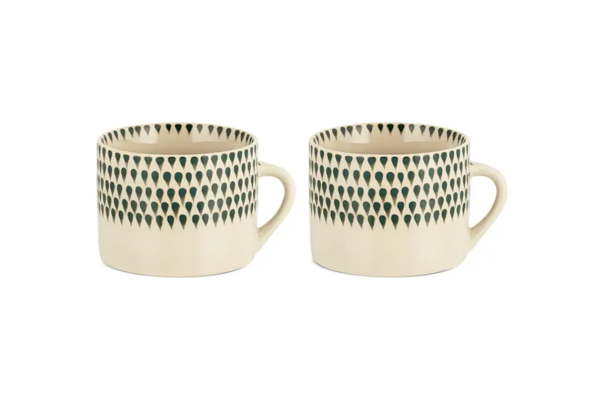Mugs^Nkuku Juniper Drop Mug - - Large (Set of 2) Cream & Juniper