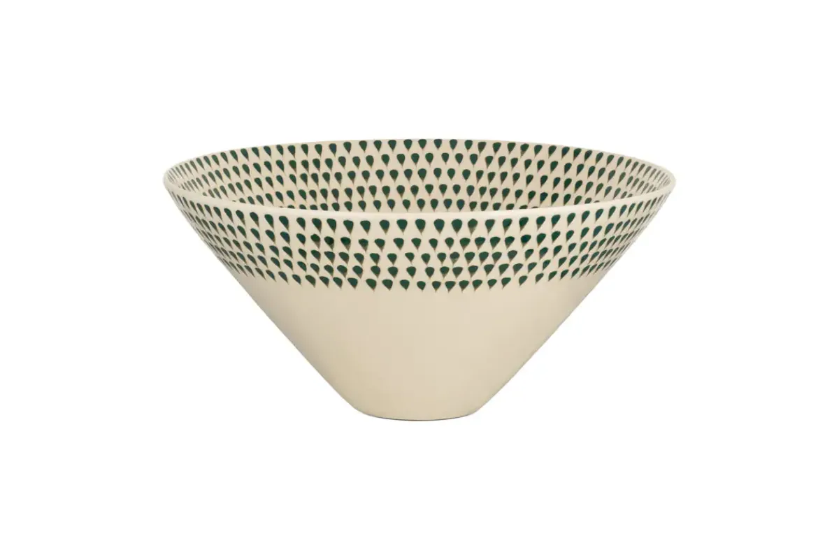 Serving Bowls|Bowls^Nkuku Juniper Drop Serving Bowl - - Large Cream & Juniper