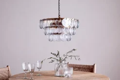 Statement Lighting|Pendant Shades^Nkuku Kagitha Recycled Glass Chandelier - Clear