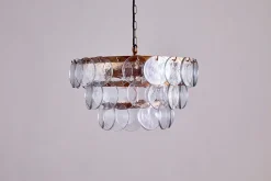 Statement Lighting|Pendant Shades^Nkuku Kagitha Recycled Glass Chandelier - Clear