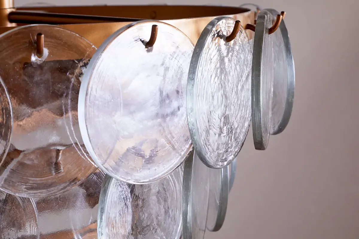 Statement Lighting|Pendant Shades^Nkuku Kagitha Recycled Glass Chandelier - Clear