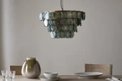 Statement Lighting|Pendant Lighting^Nkuku Kagitha Recycled Glass Chandelier - Green