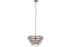 Statement Lighting|Pendant Shades^Nkuku Kagitha Recycled Glass Statement Chandelier - Antique Brass & Clear