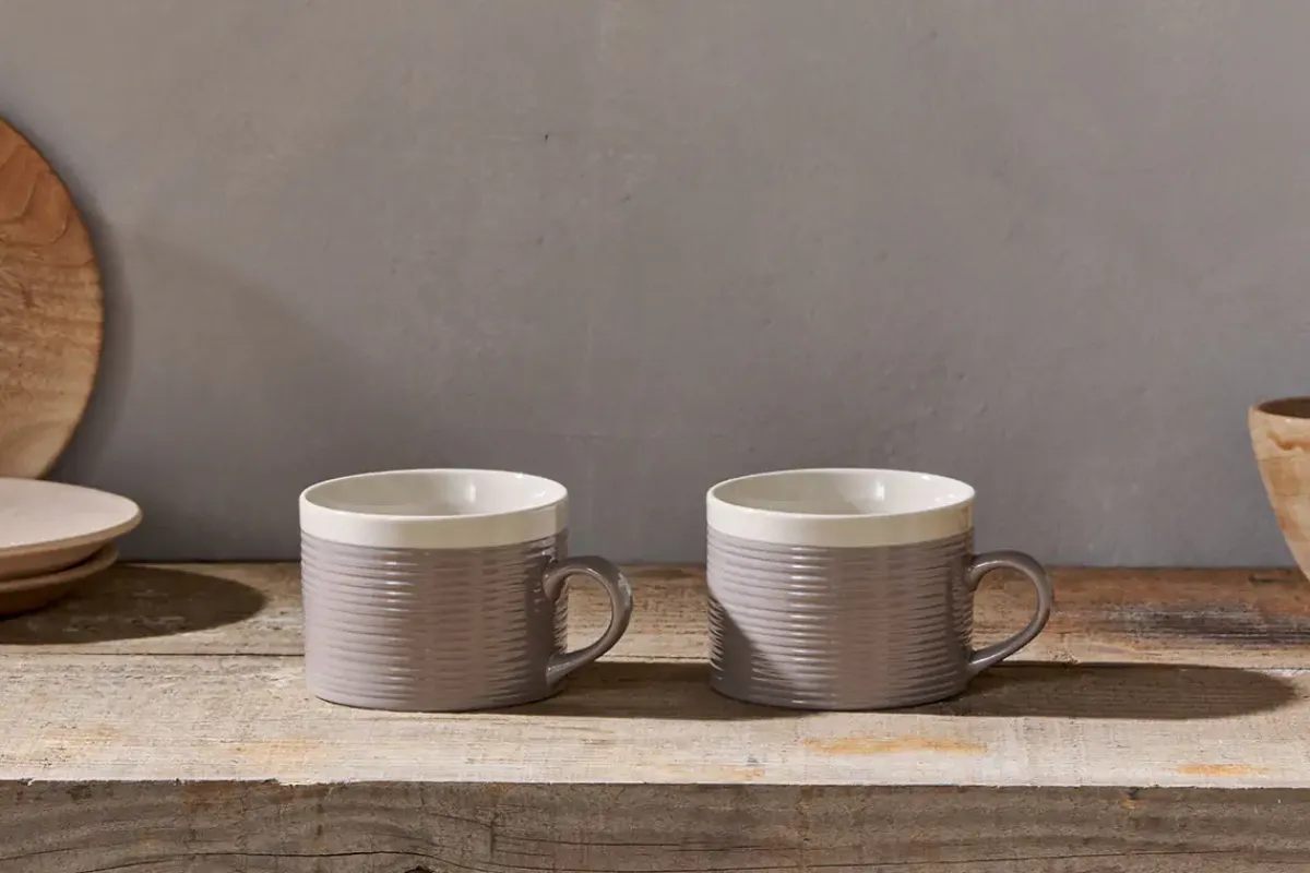 Mugs^Nkuku Kai Mugs - Grey (Set of 2) Sand