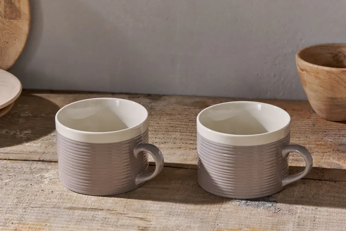 Mugs^Nkuku Kai Mugs - Grey (Set of 2) Sand
