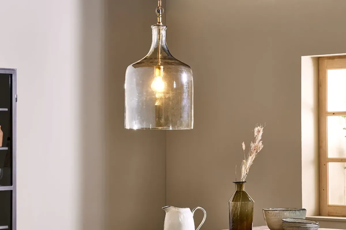 Statement Lighting|Pendant Lighting^Nkuku Kalsi Recycled Glass Pendant Light - Lustre - Large