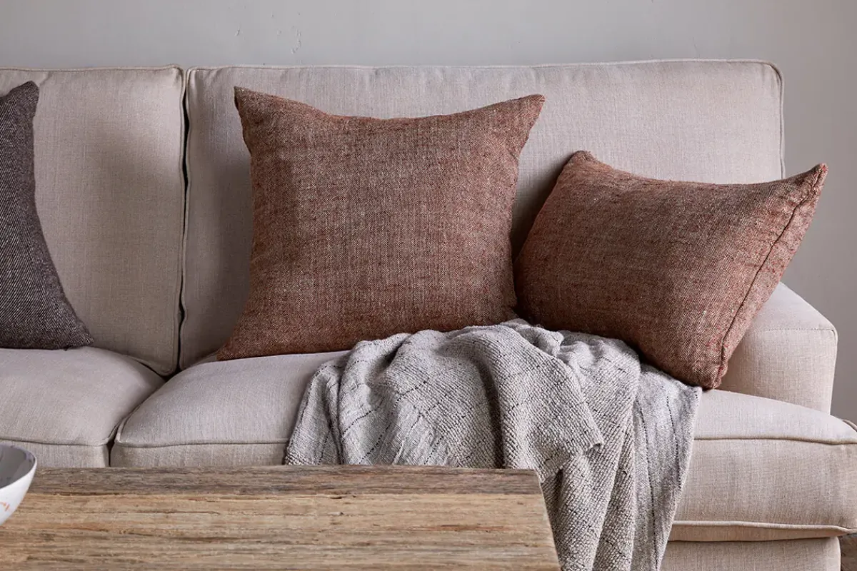 Bedroom Textiles|Cushions^Nkuku Kana Linen Cushion Cover - Rust